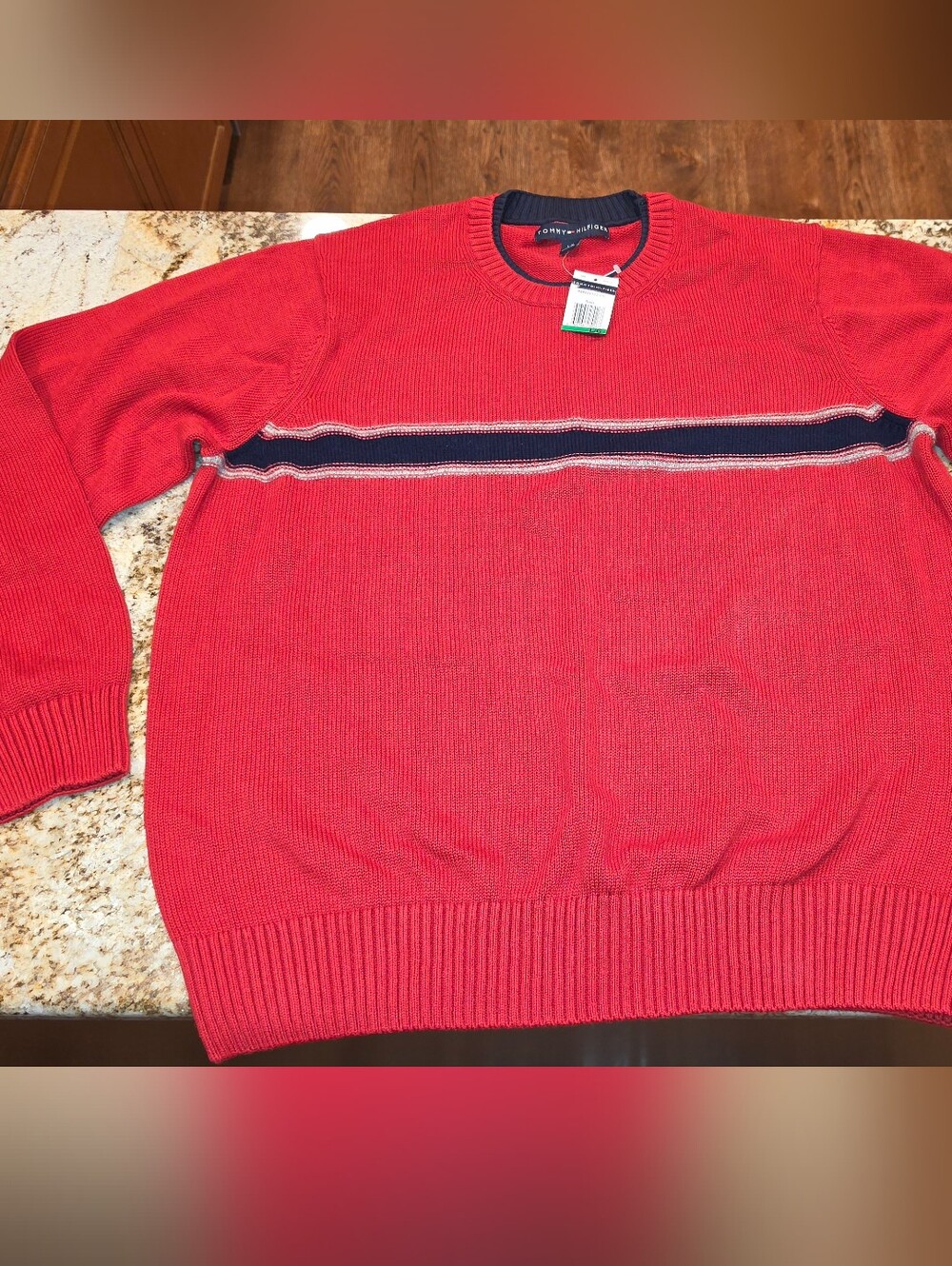 Tommy Hilfiger Red Crewneck Stripe Sweater